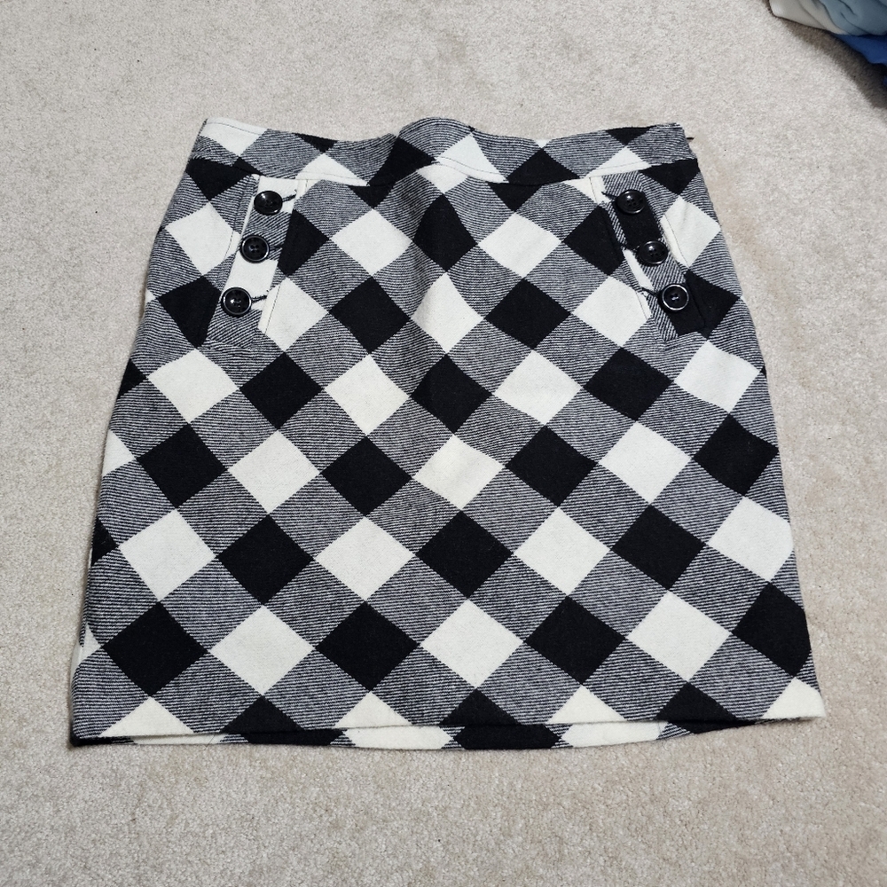 Laura di Sarpi Buffalo Check Plaid Mini Skirt Wool Blend EU 38